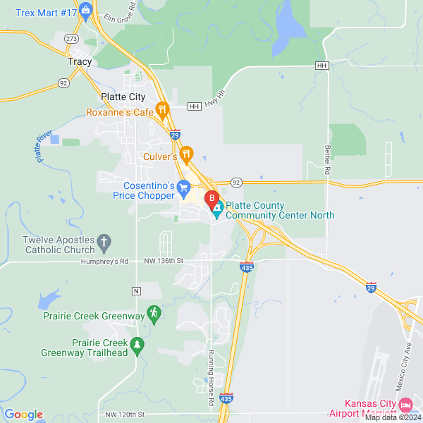 Nodaway Valley Bank location map: 2703A Running Horse Rd, Platte City, MO